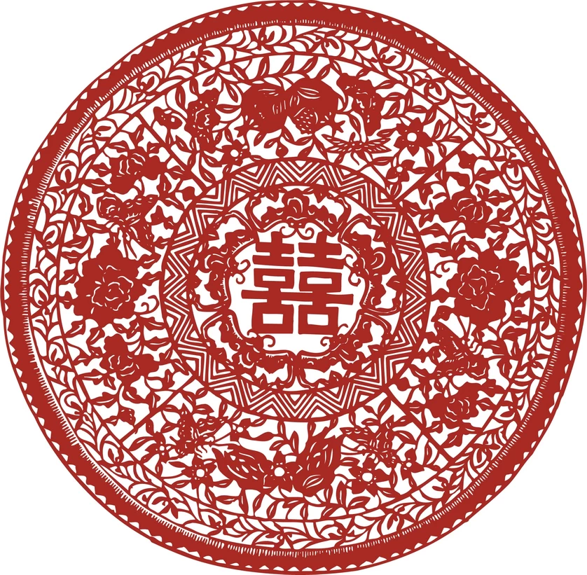 中国风中式传统喜庆民俗人物动物窗花剪纸插画边框AI矢量PNG素材【2809】